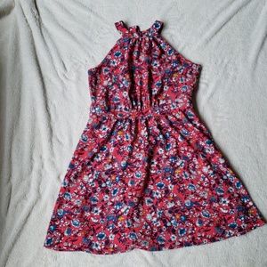 Red Floral Halter Dress